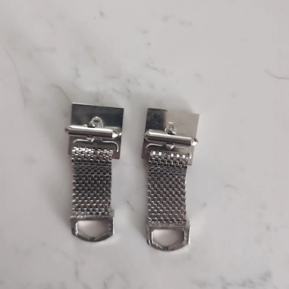 Vintage Silver Tone Mesh Wrap Cufflinks Mid Century Modern 1960s/70s